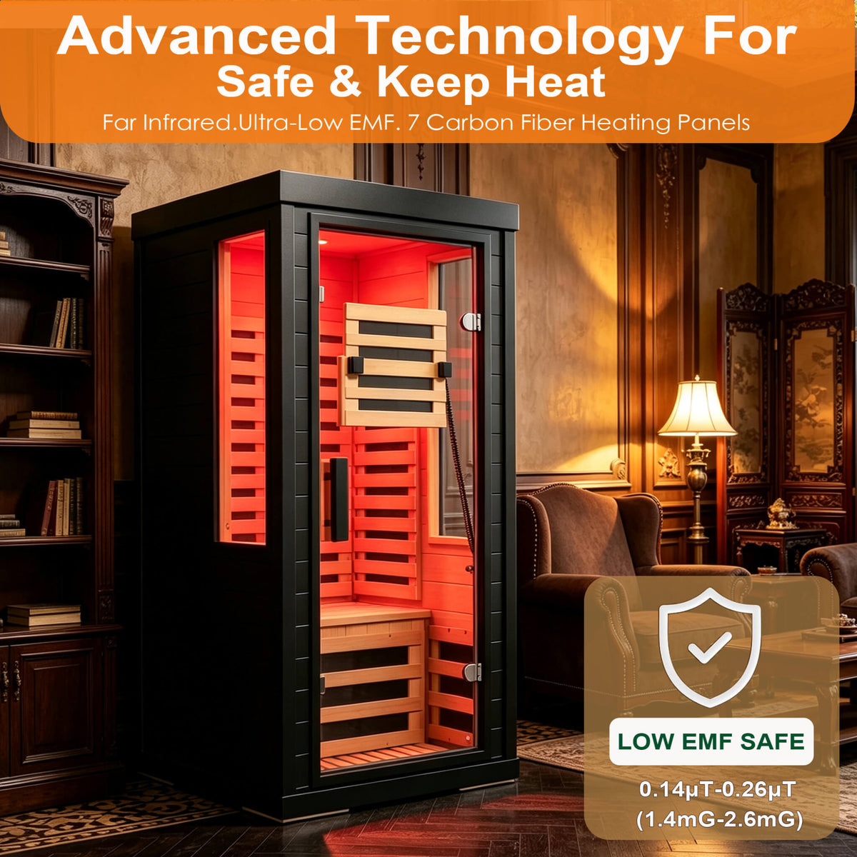 Aurelo 2-Person Low EMF Indoor Infrared Sauna With Red Light Therapy (SAK37542)