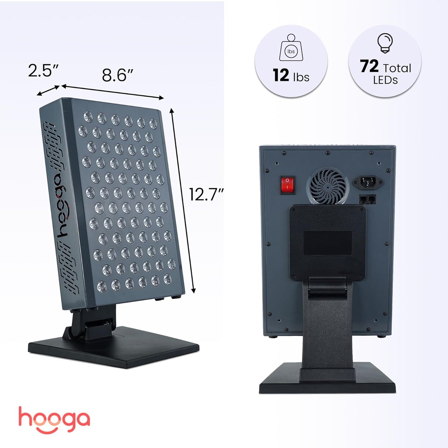 Red Light Therapy Panel Device – 630Nm 660Nm 810Nm 850Nm Red & near Infrared Light Therapy, LED Light Therapy Lamp, 72 Quad Chip Leds, Adjustable Brightness, Pulse Mode – ULTRA360