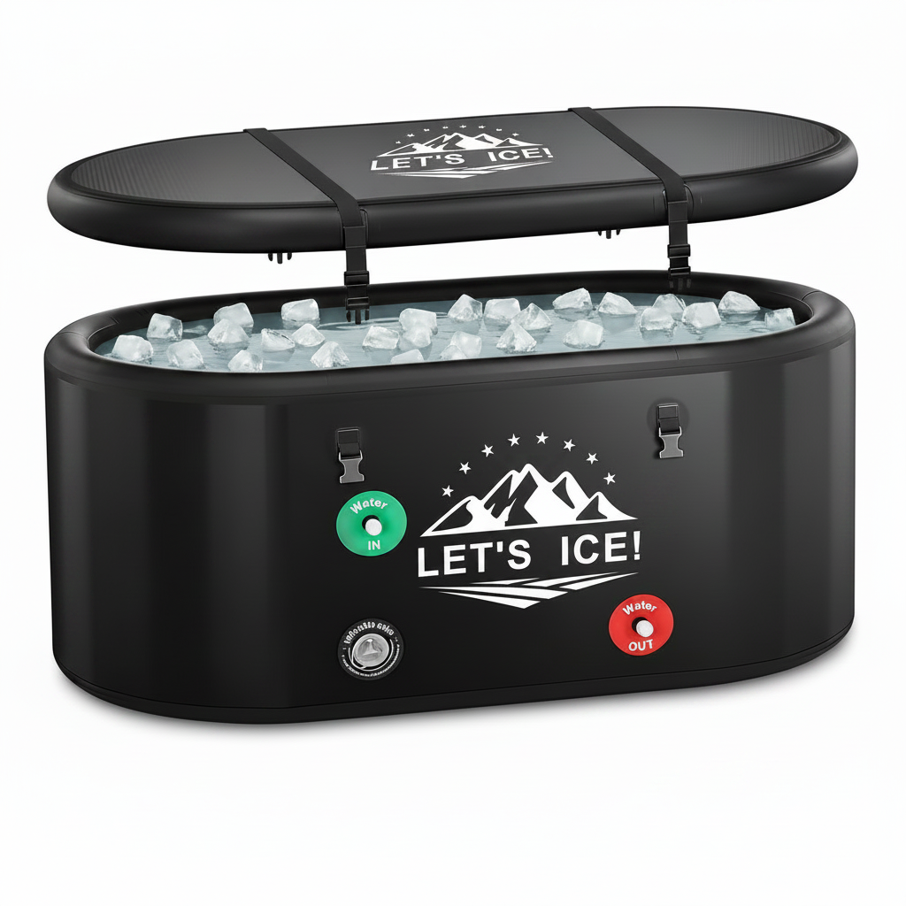 Inflatable Ice Bath Tub for Athletes – 216-Gallon Cold Plunge Tub with Insulated Lid, Full-Body Stretch Design, Insulated & Water Chiller Compatible, Portable for Indoor & Outdoor Recovery