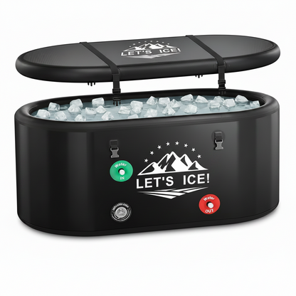 Inflatable Ice Bath Tub for Athletes – 216-Gallon Cold Plunge Tub with Insulated Lid, Full-Body Stretch Design, Insulated & Water Chiller Compatible, Portable for Indoor & Outdoor Recovery